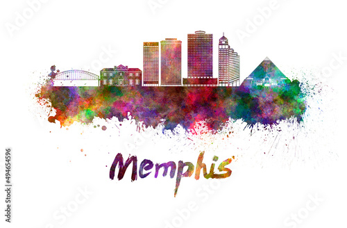 Memphis skyline in watercolor