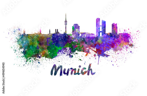 Munich skyline in watercolor