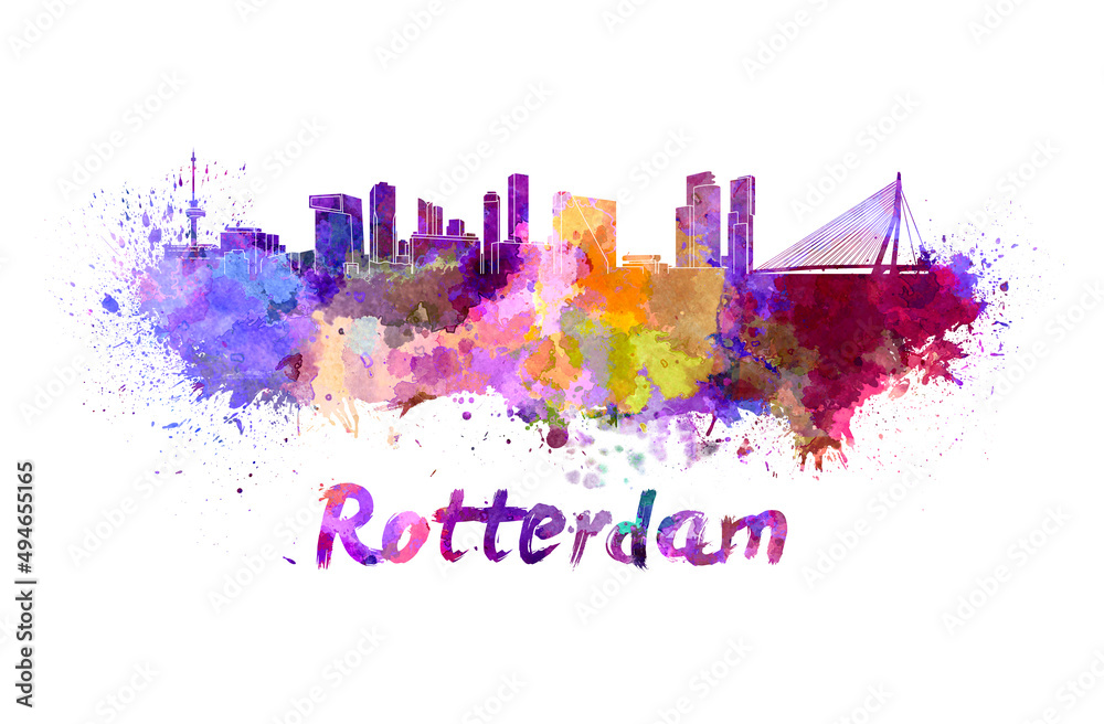 Rotterdam skyline in watercolor