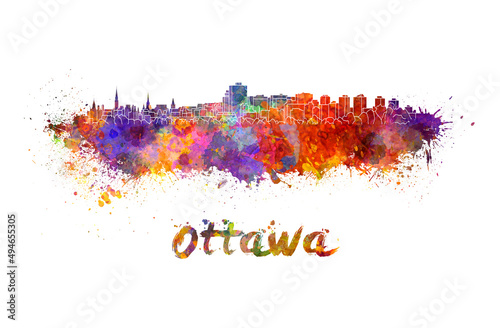 Ottawa skyline in watercolor