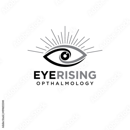 eye rising ophthalmology logo, creative shine eyelash vector