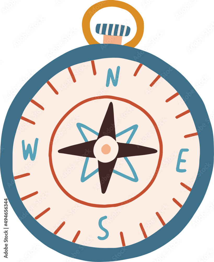 Сompass Colored Cartoon Illustration Сompass Colored Cartoon Illustration