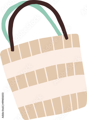 Summer Wicker Bag Cartoon Illustration