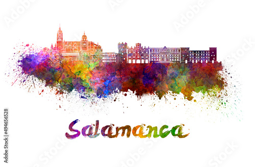 Salamanca skyline in watercolor