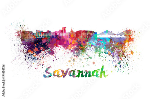 Savannah skyline in watercolor