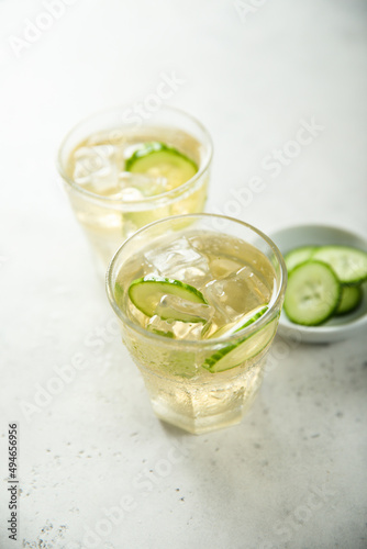 Refreshing homemade lemonade with fresh cucumber
