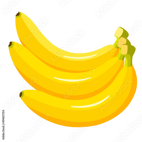 Fresh yellow banana fruit on isolated white background. Vector illustration flat cartoon design.