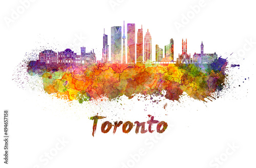 Toronto V2 skyline in watercolor