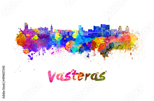 Bild auf Leinwand Vasteras skyline in watercolor