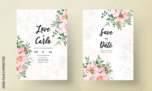 Romantic watercolor wedding invitation card template