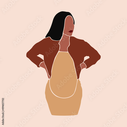 Pregnancy. Pregnant woman touching her belly. Motherhood. Happy Mother's Day. Paper cut mosaic style.Pretty women with tummy. Hand drawn vector contemporary abstract illustration
