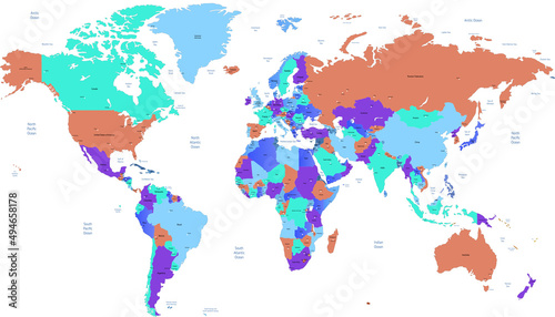 World map. Color vector modern. 
