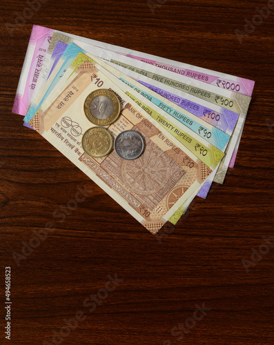 Canvas Print Assorted Indian rupee currency notes