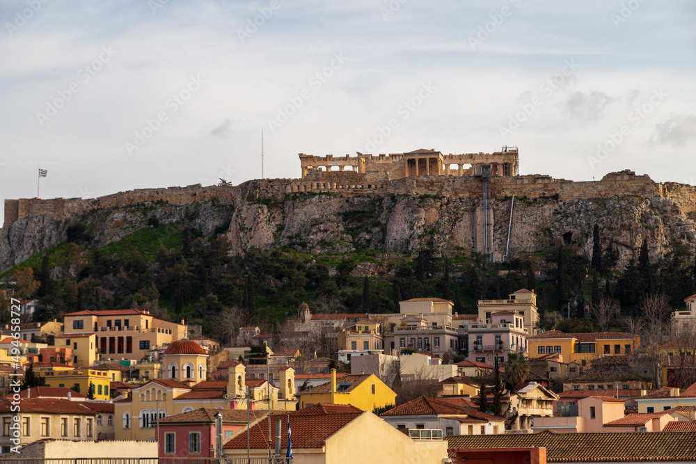 view of parthenon in athens greece