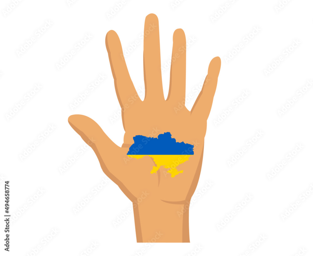 Obraz premium Ukraine Emblem Flag Map National Europe Map With Hand Symbol Abstract Vector illustration Design