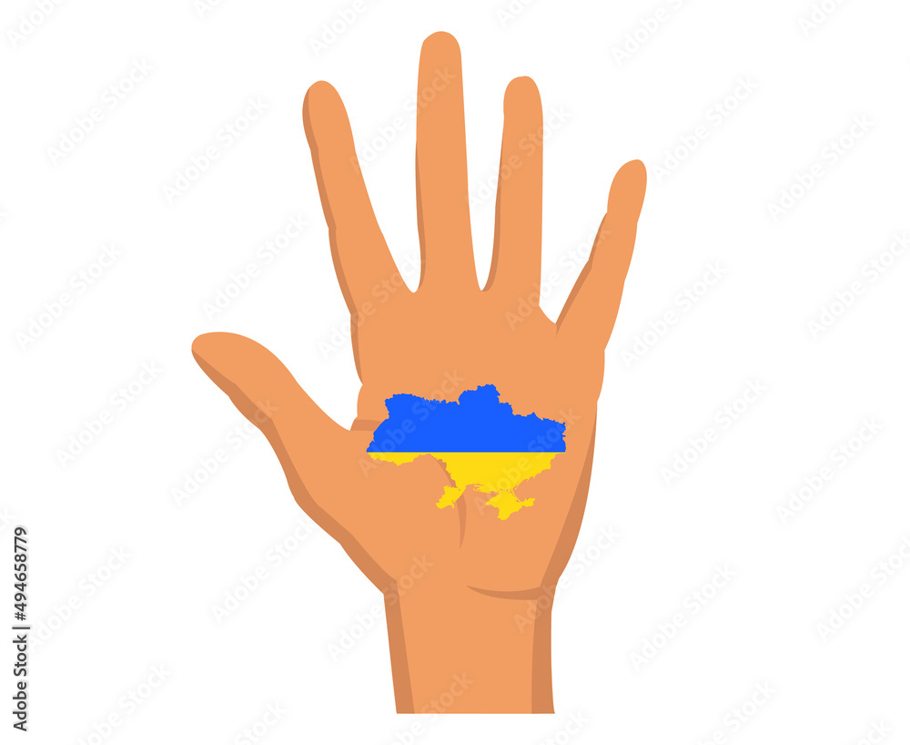 Obraz premium Ukraine Emblem Flag Map National Europe Map With Hand Symbol Abstract Vector illustration Design