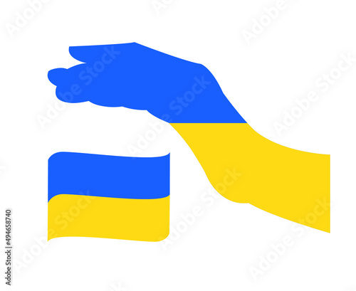 Hand And Ukraine Emblem Flag Ribbon National Europe Map Symbol Abstract Vector illustration Design