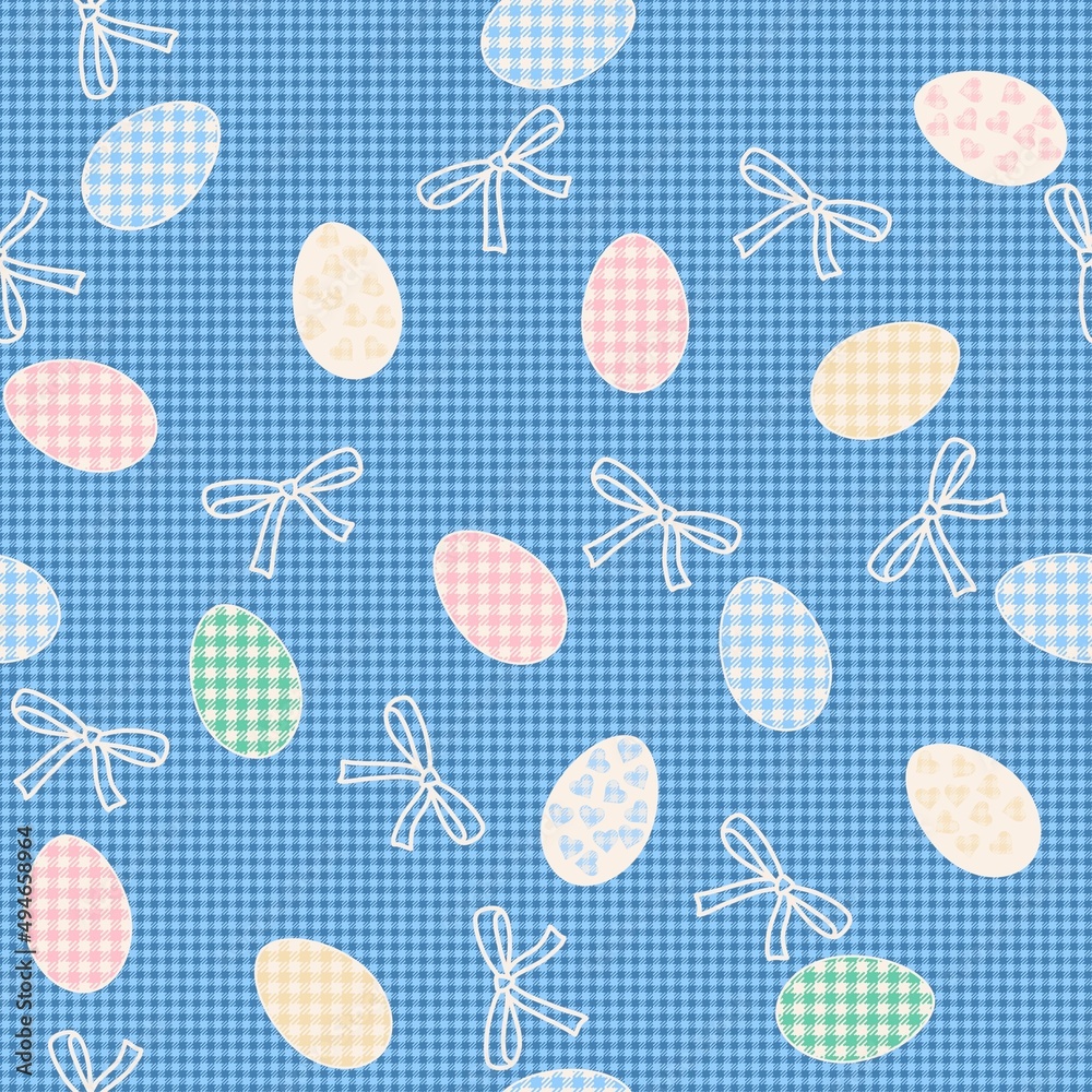 Soft seamless pattern with easter eggs and bows. Soft seamless pattern with easter eggs and bows.