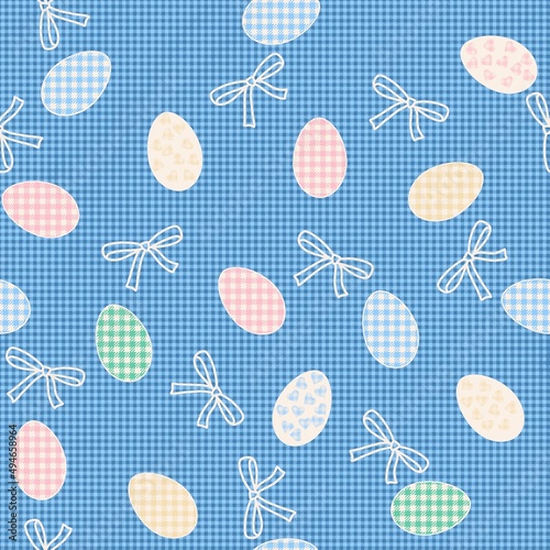 Soft seamless pattern with easter eggs and bows.