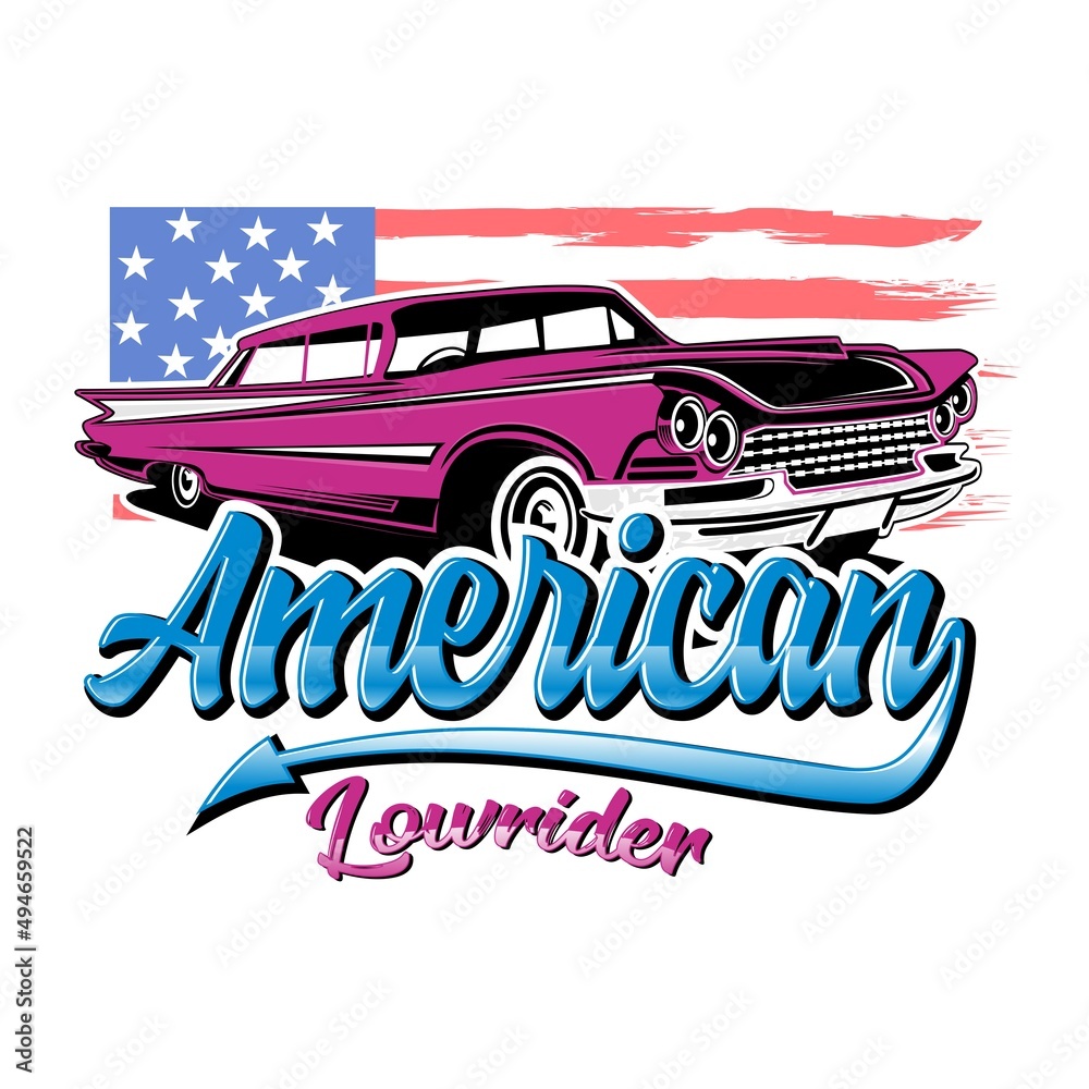 American lowrider inspiration design. Vector illustration with the ...