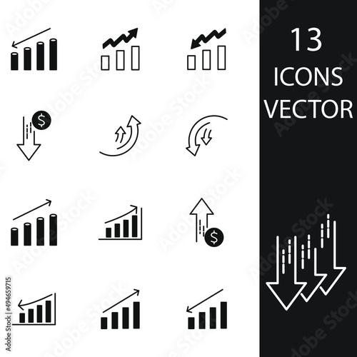 Increase and Decrease icons set . Increase and Decrease pack symbol vector elements for infographic web