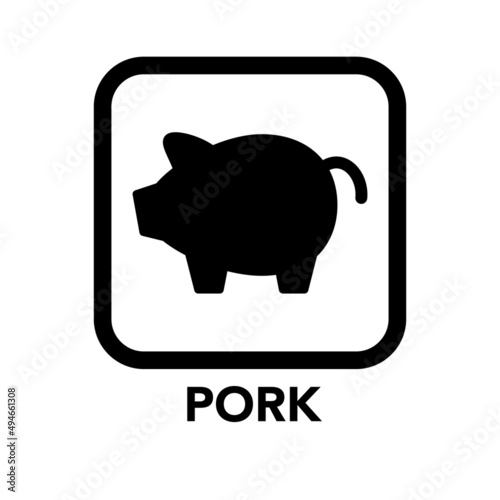 Square frame pork icon, one of the food allergy icons set
