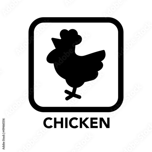 Square frame chicken icon, one of the food allergy icons set
