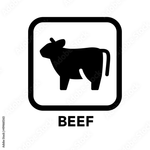 Square frame beef icon, one of the food allergy icons set
