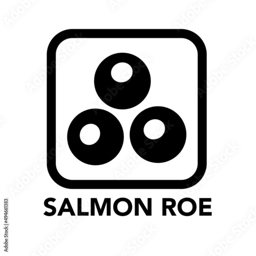 Square frame salmon roe icon, one of the food allergy icons set
