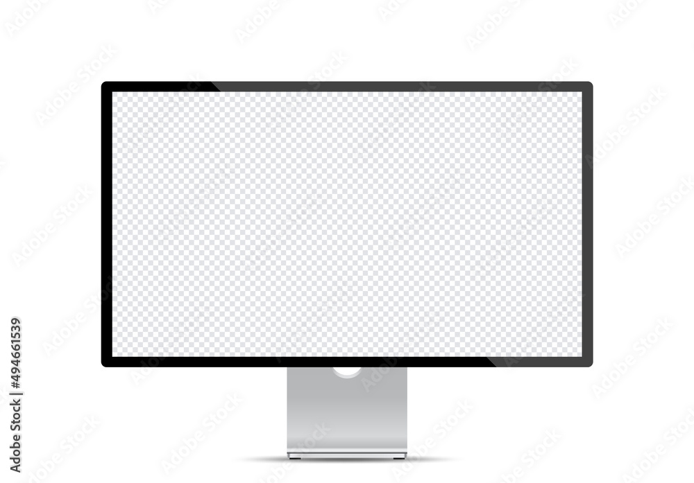 Studio Display computer monitor mockup isolated on white background front view. Vector illustration Studio Display computer monitor mockup isolated on white background front view. Vector illustration