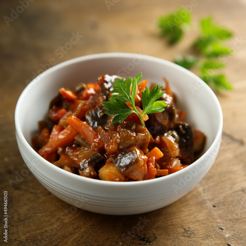 Homemade eggplant ragout with carrot