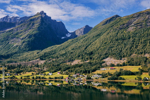 landscape on the fjords of norway at summer time