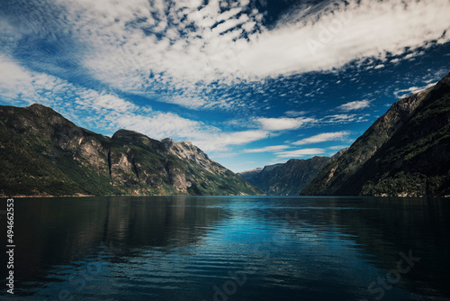 landscape on the fjords of norway at summer time