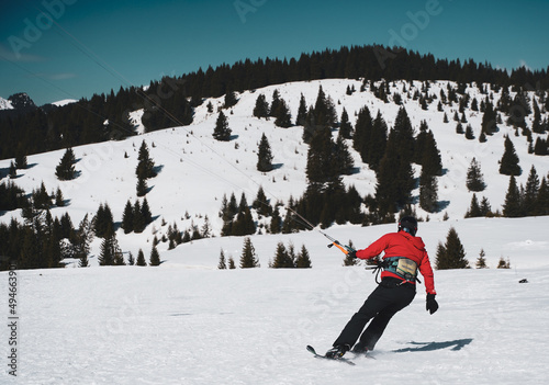 Kite Skiing. photo during the day in a beautiful winter setting.