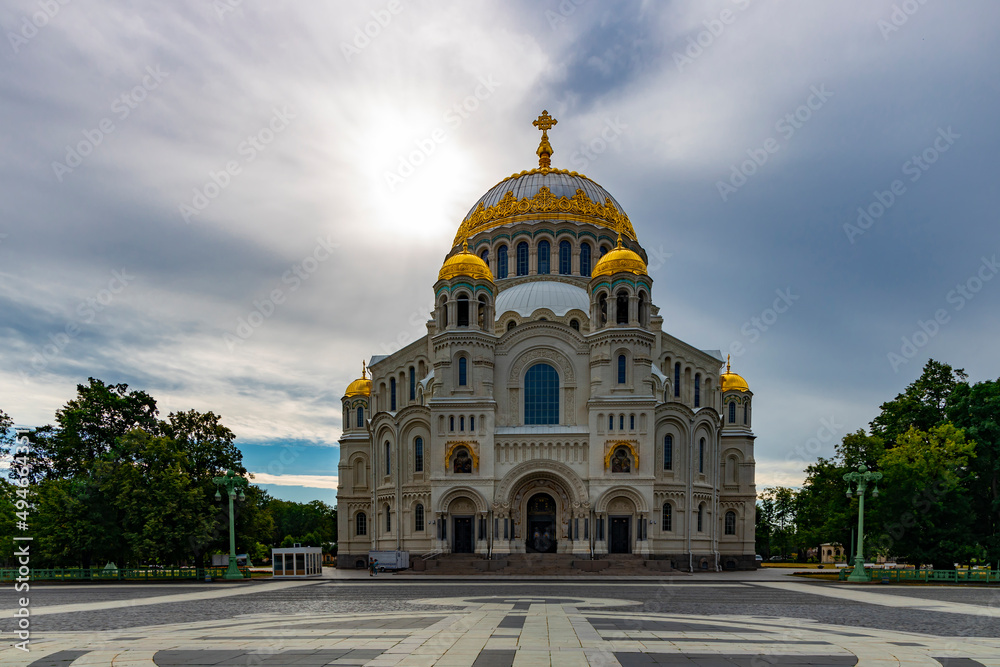 Naval cathedral of Saint Nicholas in Kronstadt, St Petersberg, Russia. The largest of the naval Cathedrals of the Russian Empire.