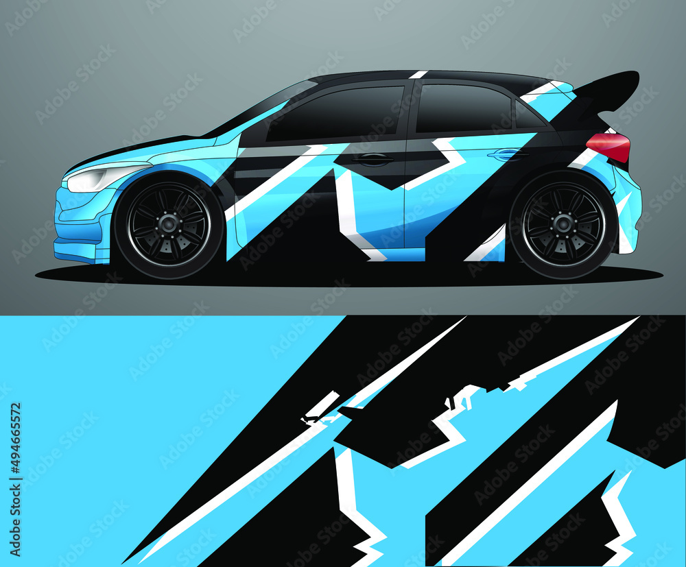 Fototapeta premium Rally car decal graphic wrap vector, abstract background