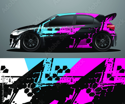 Rally car decal graphic wrap vector  abstract background