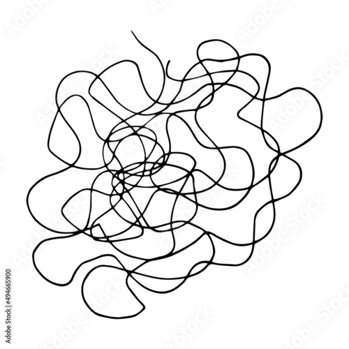 Hand drawn doodle abstract tangled scribble. Vector random chaotic lines.