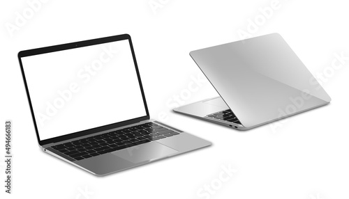 Laptop mock up with transparent screen. Vector illustration