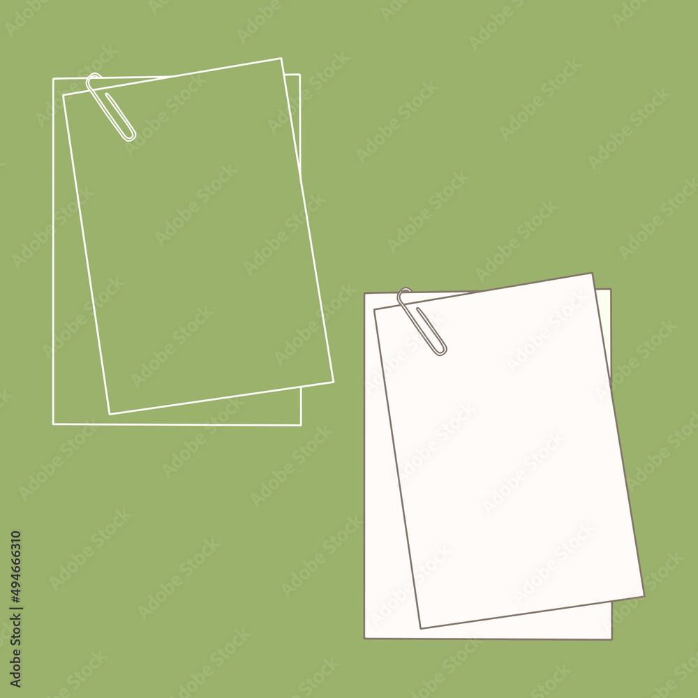 The sheets of paper are stapled. Vector illustration. Empty cardboard ...