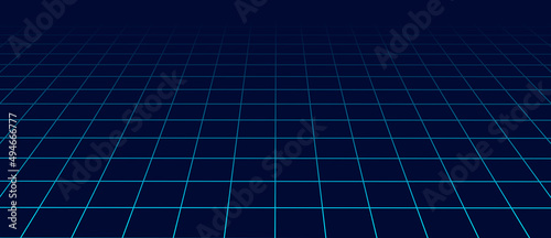 Vector gradient grid. 3d perspective background. Wireframe mesh. Vector technology background.