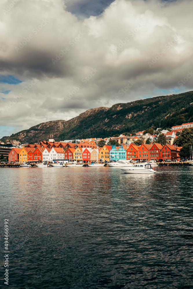 view of the old city of bergen in norway on a summer day