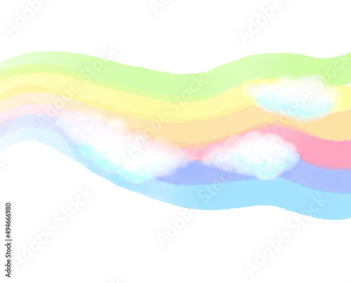 水彩画 少女とカラフルな背景 500_F_494666980_kZm5qunaR2GilY