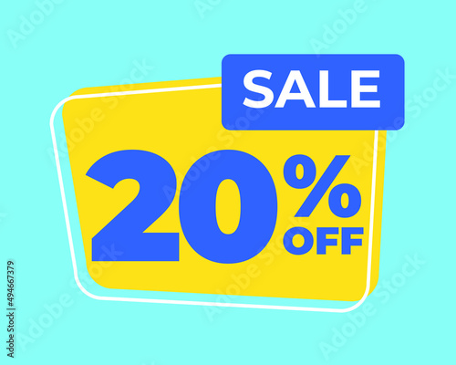 20% off tag twenty percent discount sale blue letter yellow background