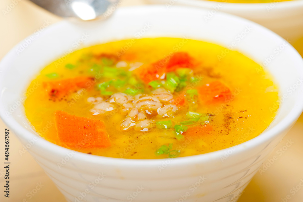 Syrian barley broth soup Aleppo style