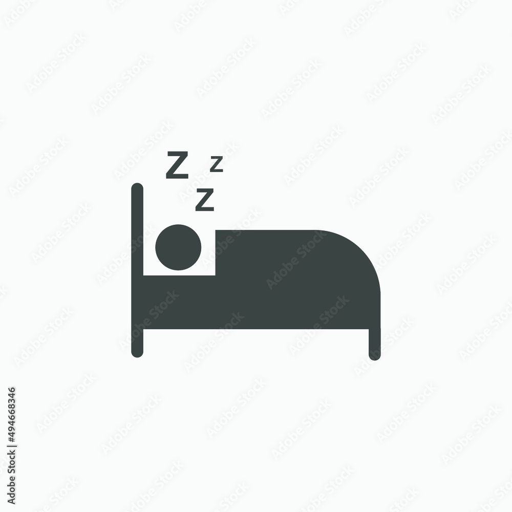 Sleeping in bed icon vector isolated Sleeping in bed icon vector isolated