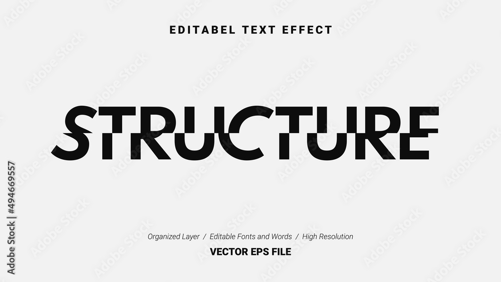 Editable Structure Font Design. Alphabet Typography Template Text Effect. Lettering Vector Illustration for Product Brand and Business Logo.