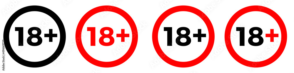Under 18 sign warning symbol. Over 18 only censored. Eighteen age older forbidden adult content. Under 18 sign warning symbol. Over 18 only censored. Eighteen age older forbidden adult content.