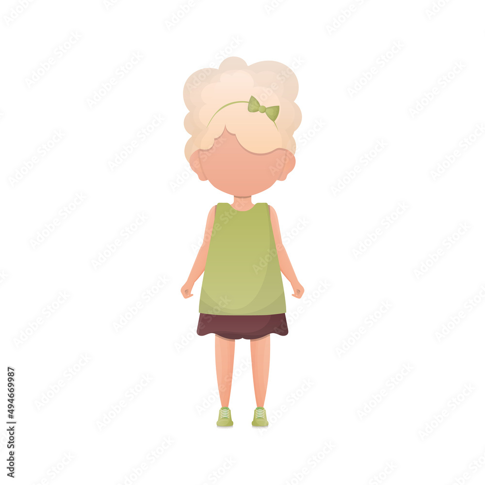 Little girl in full growth. Isolated on white background. Vector. Little girl in full growth. Isolated on white background. Vector.