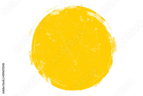 Circle grunge stamp. Round vector isolated on white background. Yellow stamp vector. For grunge badge, seal, ink and stamp design template. Round grunge hand drawn circle shape, vector